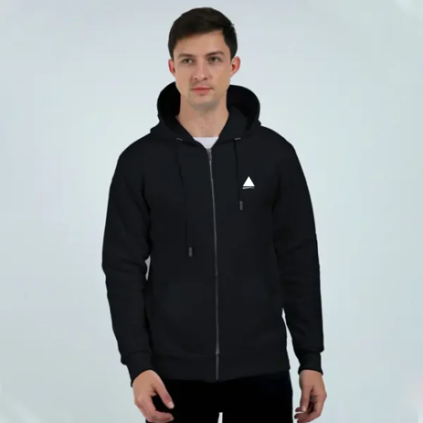 black zip-up hoodie